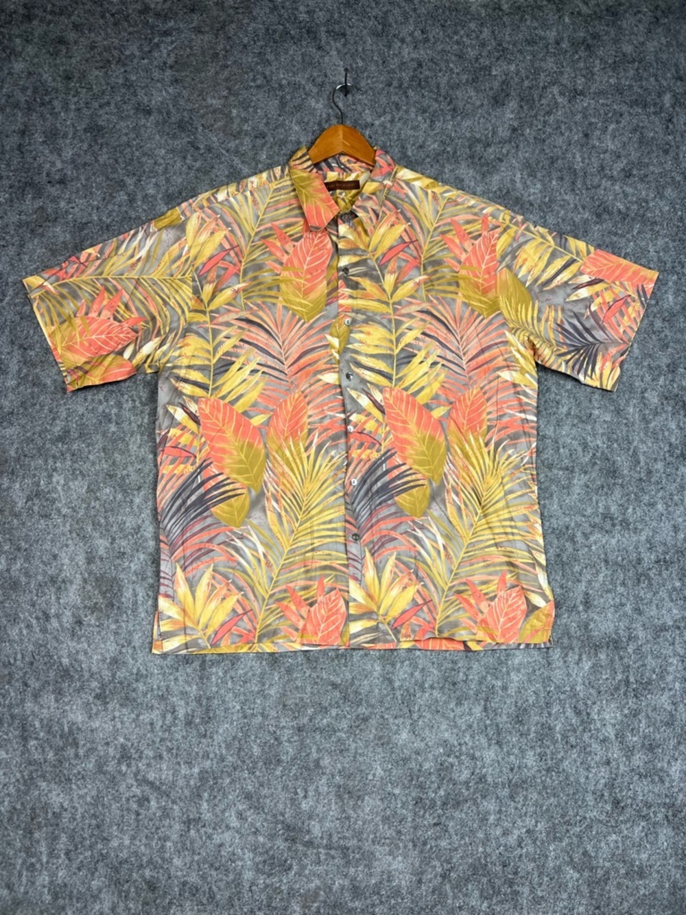 Tori Richard Orange, Yellow & Gray Tropical Button-Down Shirt XL